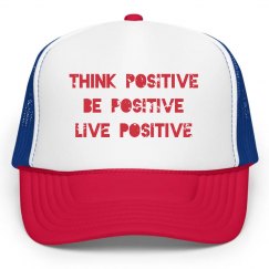 Think positive snapback truckers hat
