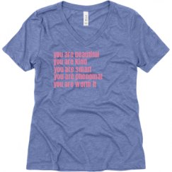 Ladies Relaxed Fit Super Soft Triblend V-Neck Tee