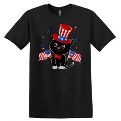 USA Flag Patriotic Black Cat