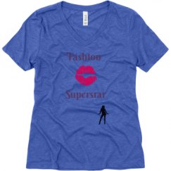Ladies Relaxed Fit Super Soft Triblend V-Neck Tee