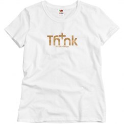 Think Positive Metallic Gold Logo Misses T-Shirt