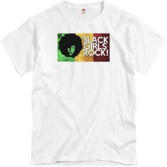 White tee w/black girl rock graphic 