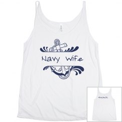 Navy Wife Flowy Tank