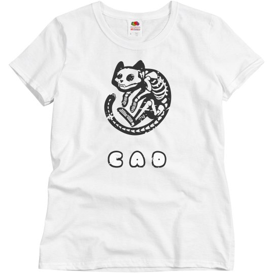 CAD SKELETON CAT WHITE TEE