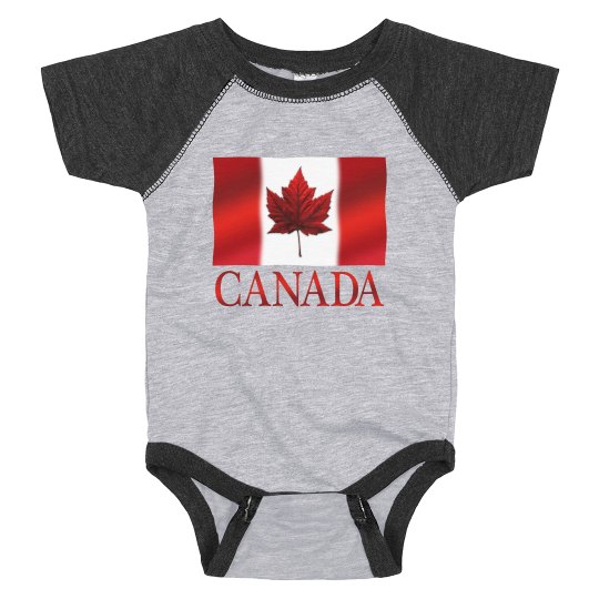 Canada Flag Baby Bodysuits Sporty Canada one-piece