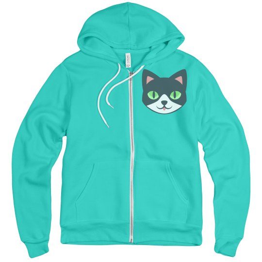 Cat Face Unisex Canvas Fleece Full Zip Midweight Hoodie