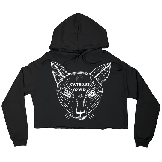 Cat logo crop hoodie