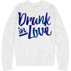 Drunk love blue glitter logo