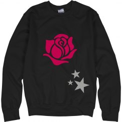 Hot pink rose Stars sweatshirt