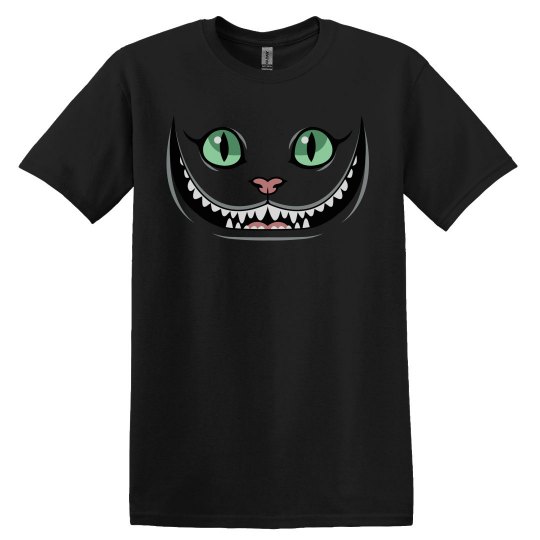 Cheshire cat face men's t shirt.