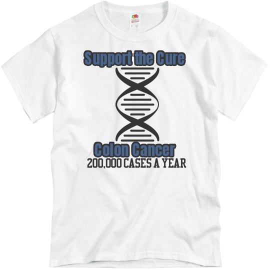 Colon Cancer White Tee w/Blue graphic Colon Cancer White Tee w/Blue graphic