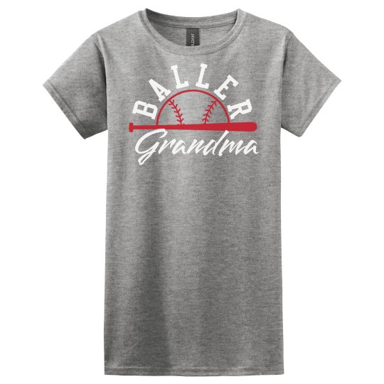 Custom Baller Grandma Baseball Tee - Ladies Basic Softstyle T-Shirt | Customized