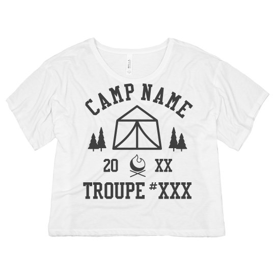 Custom Cute Girl Scout Summer Camp Ladies Flowy Boxy Cropped TShirt