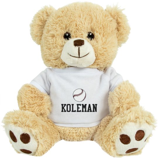 Custom name baseball teddy