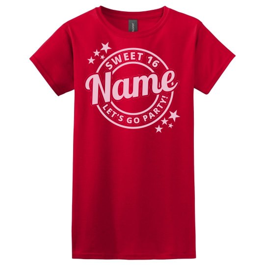 Custom Name Fashion Doll Sweet 16 Let's Go Party Tee