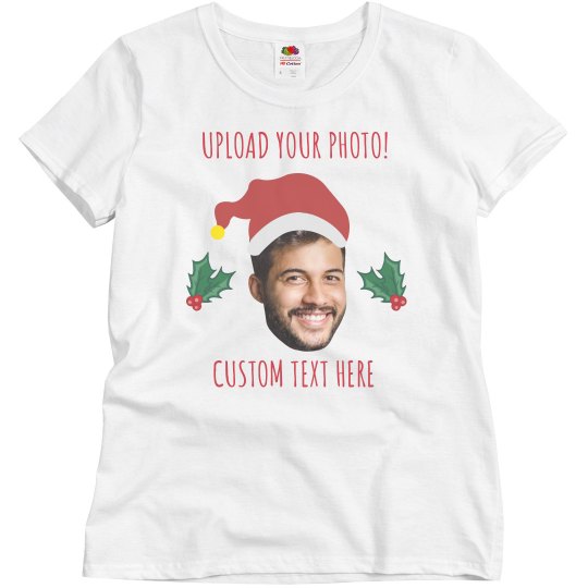 Custom Photo Upload Funny Santa Tee