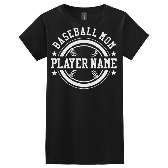 Custom Player Baseball Mom Tee - Ladies Basic Softstyle T-Shirt | Customized Gir