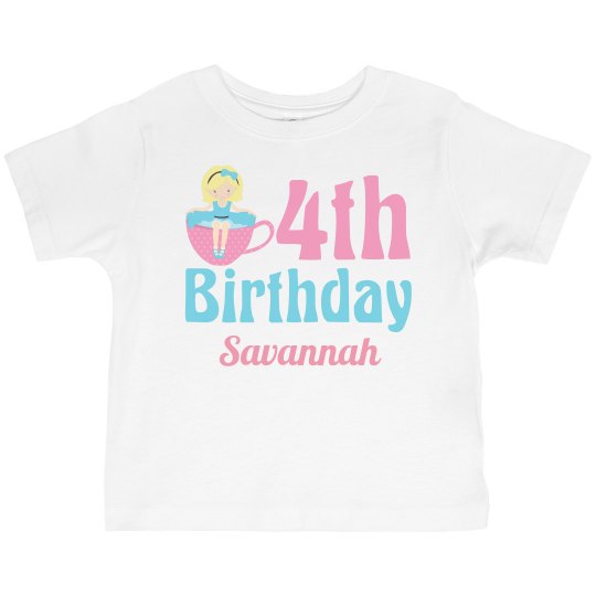 Cute 4th Birthday Teacup Girl