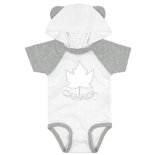 Cute Canada Baby Bodysuit - Hooded