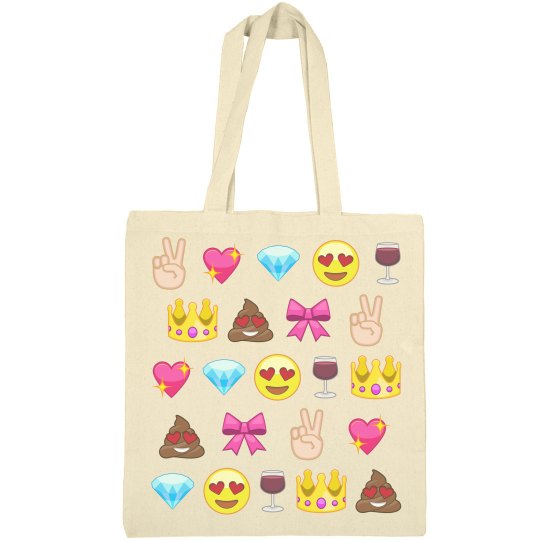 Cute Emoji Canvas Tote Bag
