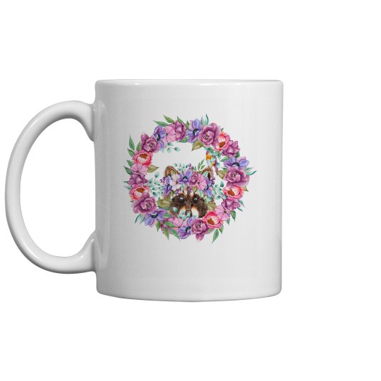 cute raccoon with flowers