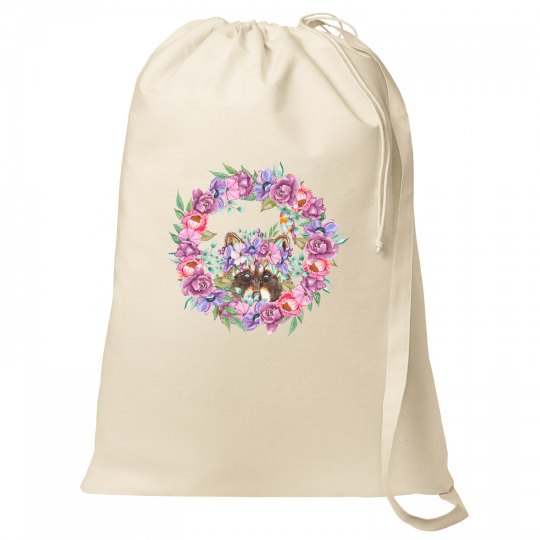 cute raccoon with flowers