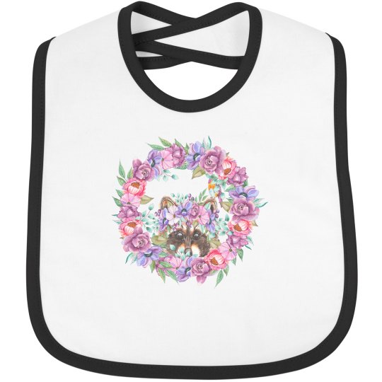 cute raccoon with flowers