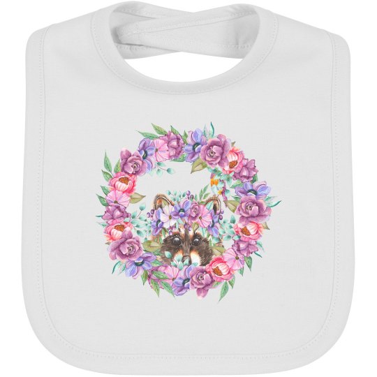 cute raccoon with flowers