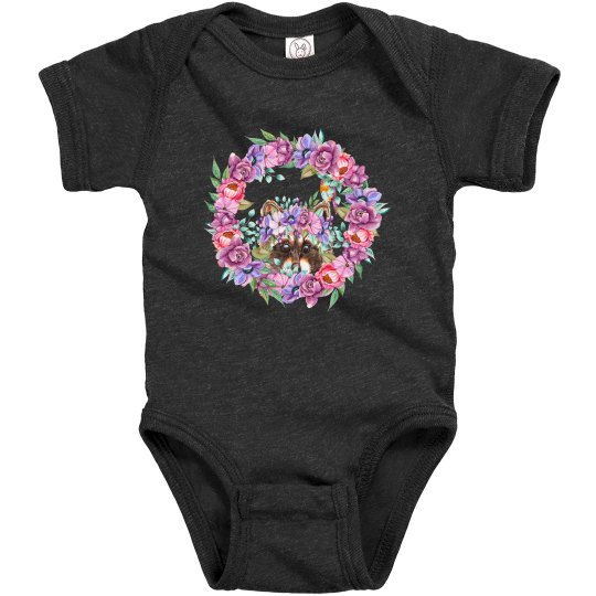 cute raccoon with flowers