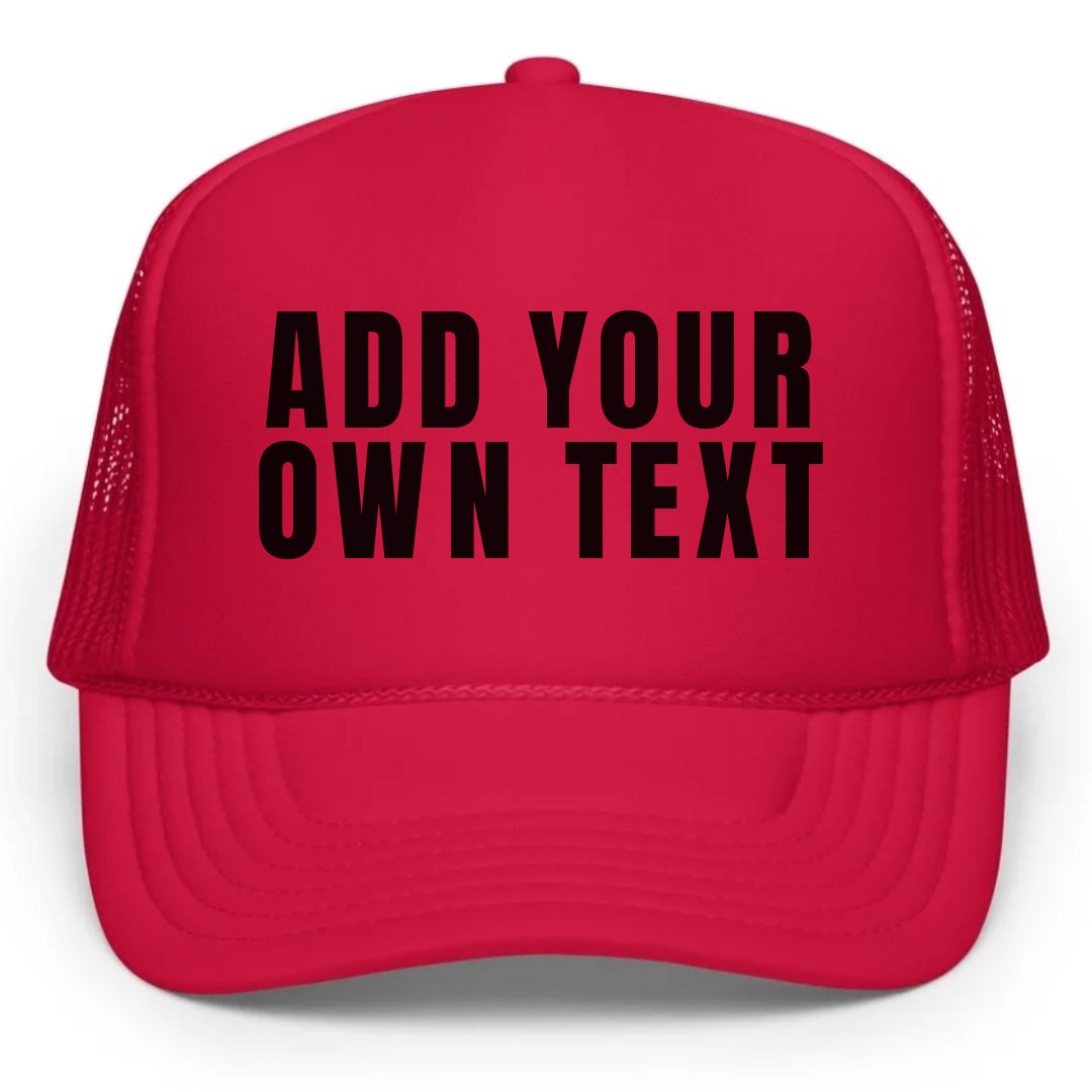 Custom Personalized Trucker Hats - Design Your Own Text/Logo On Adjustable Baseball Cap (Red)