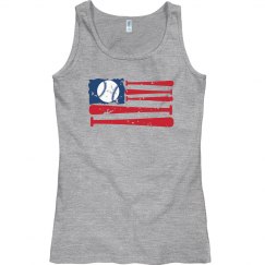 Baseball Flag tank - grey, red, white & blue