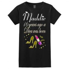 16 YRS AGO A DIVA WAS BORN PERSONALIZED T SHIRT