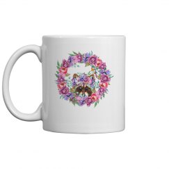 cute raccoon with flowers