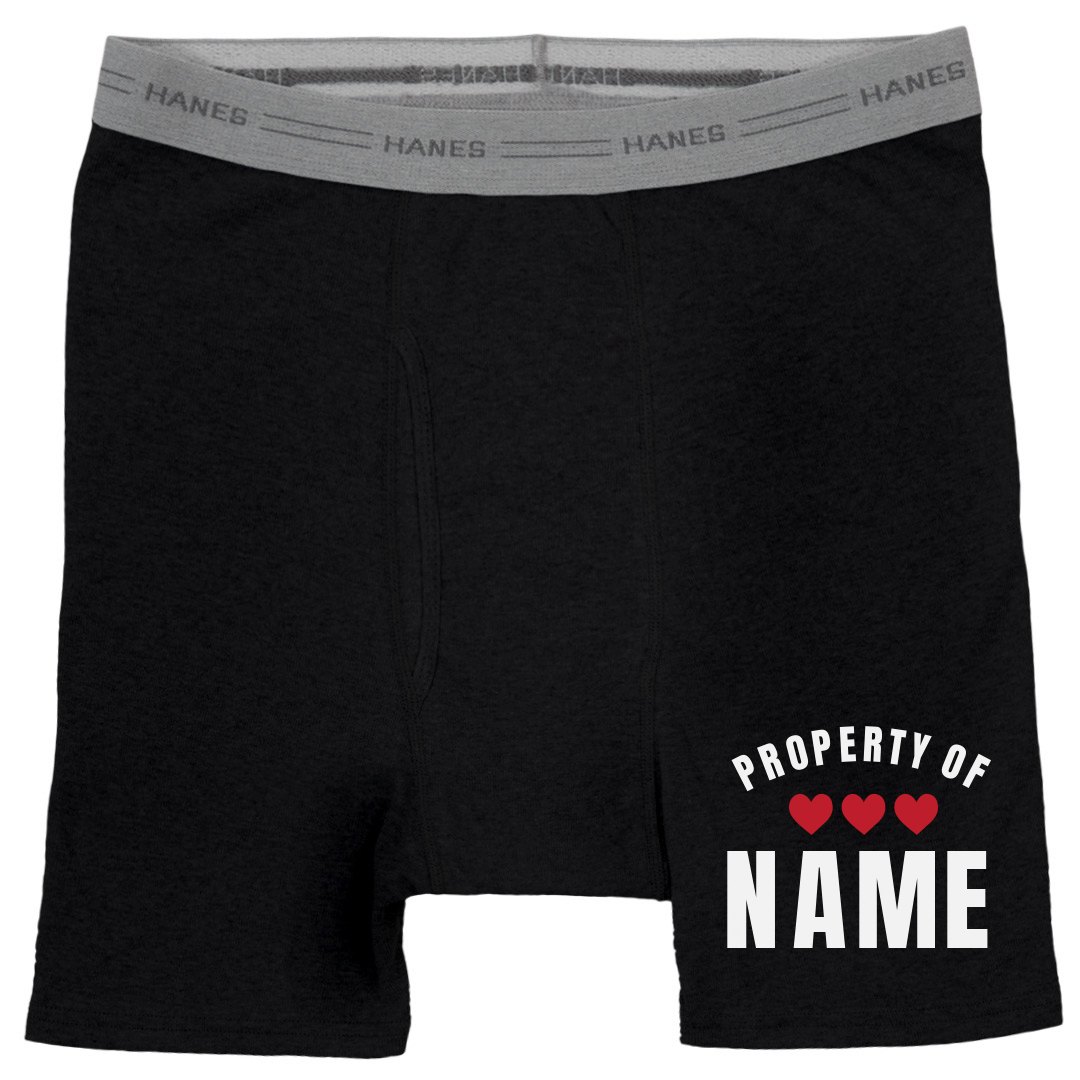 Custom Property Of Name Here - Black Boxer Brief Underwear | Customized Girl