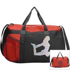 Yoga Pose & Symbol Silver Metallic & Black Glitter