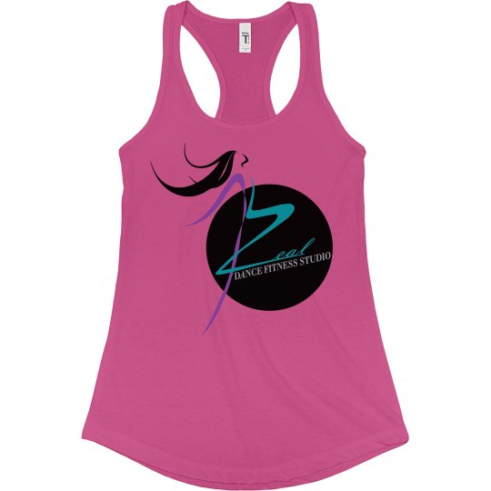 Dark Pink Next Level Slim Fit Razor Back Tank with Logo
