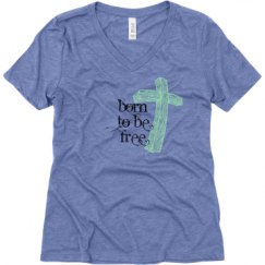 Ladies Relaxed Fit Super Soft Triblend V-Neck Tee