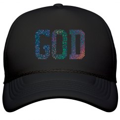 Black Glitter God Cap
