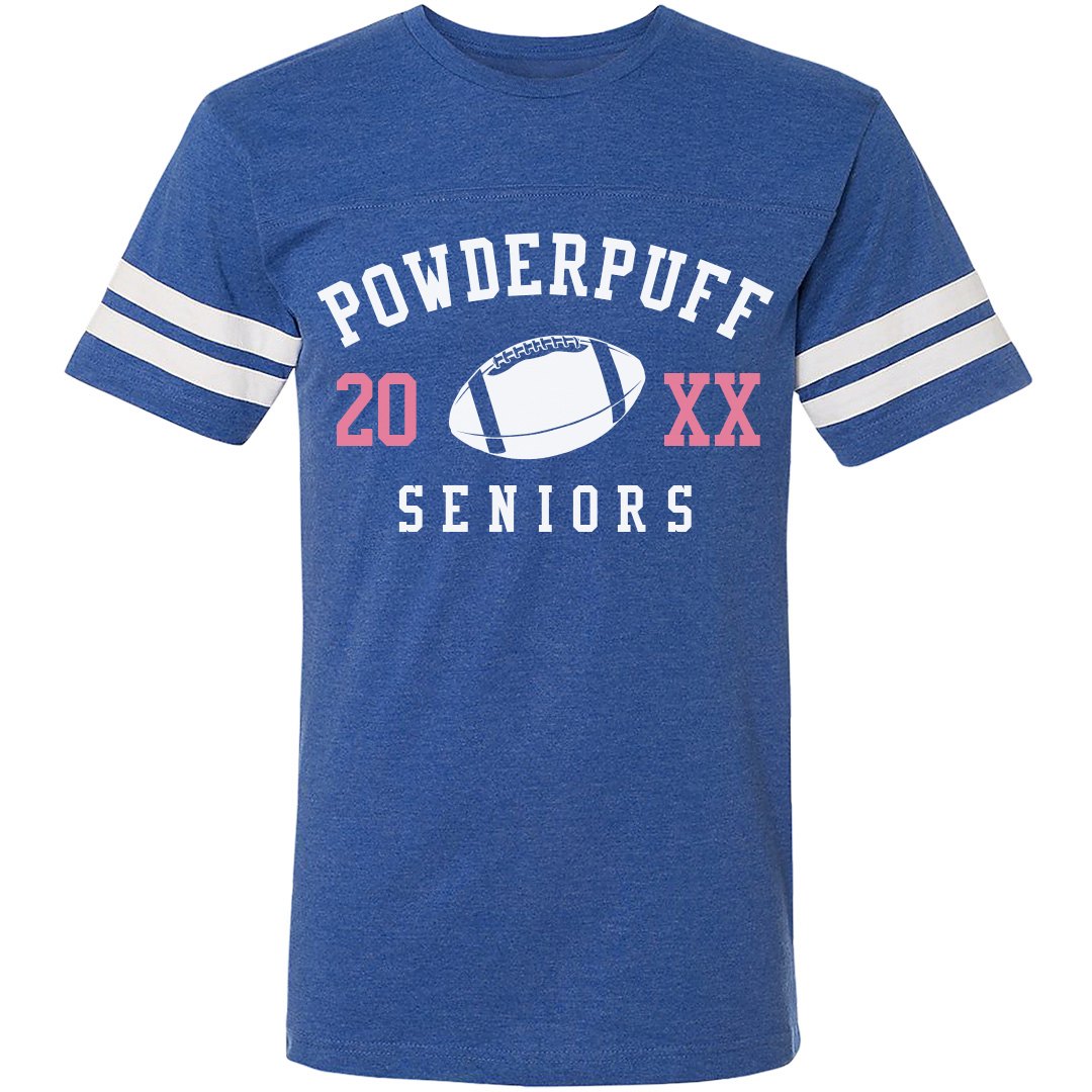 Custom Powderpuff Seniors Custom Shirt - Unisex Football T-Shirt | Personalized Vintage Royal Tops from Customized Girl, image size:1080x1080