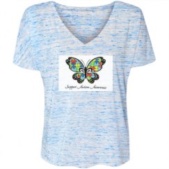Ladies Flowy Slouchy V-Neck Tee