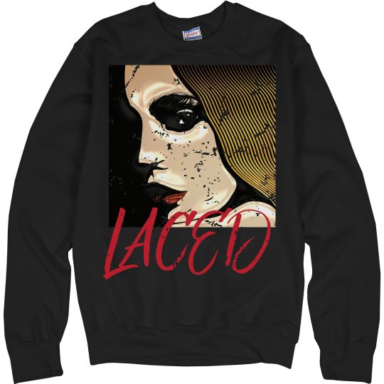 Distressed laced graphic sweatshirt