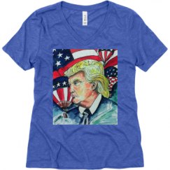 Ladies Relaxed Fit Super Soft Triblend V-Neck Tee