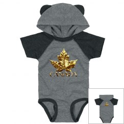 Cute Canada Baby Bodysuit - Hooded Ears
