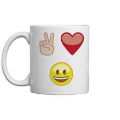 peace, love, happy mug
