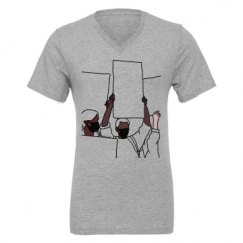 Unisex CVC Jersey V-Neck T-Shirt