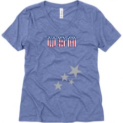 Ladies Relaxed Fit Super Soft Triblend V-Neck Tee