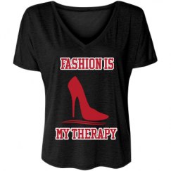 Ladies Flowy Slouchy V-Neck Tee