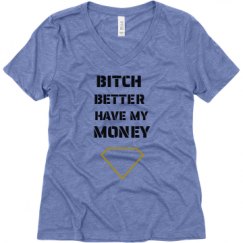 Ladies Relaxed Fit Super Soft Triblend V-Neck Tee