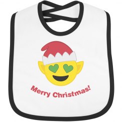 Elf Christmas Emoji Bib  black trim