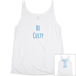 Be Culty Tank - blue letters